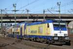 146 542-6 mit ME 82113 von Hamburg Hbf nach Uelzen bei der Ausfahrt im Bahnhof Hamburg-Harburg.17.01.2015 