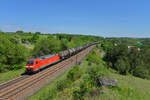 152 044 mit einem Kesselzug am 17.05.2017 bei Laaber.