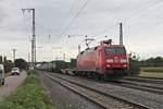 Am 16.09.2016 bespannte 152 115-2 den leeren  Lannutti -Containerzug in Richtung Süden als sie durch den Bahnhof von Müllheim (Baden) fuhr.