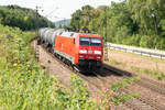 152 094-9 mit einem Kesselwagebzug in Richtung Passau bei Hausbach am 15.08.2018    Hersteller: Krauss-Maffei (Mechanik), DUEWAG (Elektrik)  Fabriknr.: 20221(Krauss-Maffei)  Baujahr: 2000 