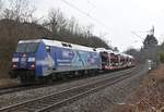 Nahaufnahme der 152 137 mit dem Audizug in Neckargerach gen Heidelberg fahrend.