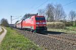 152 149-1 mit einem gemischten Güterzug am 27.04.202 bei Eichenzell unterwegs.