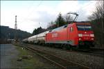 Starzug I der KBS440: CS 60783 mit der 152 081 als Zuglok fhrt bei Plettenberg Richtung Ludwigshafen. (03.03.2008)