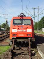 Frontansicht von 152 064-2. Abgestellt in Singen(Htw). 10.08.08