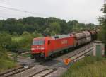 152 049-3 mit einem Murrbahnumleiter an der Anrufschranke bei Goldshfe 4.9.08