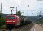 152 090-7 mit dem  CS  61760 (Schwennigen Rammelwiese-Karlsruhe Knielingen) bei der Durchfahrt St.Georgen 14.7.10