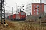 der  Lumpi  heute mal mit 152 106 von Stralsund nach Rostock Seehafen, 02.03.2011