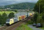 152 902 ist mit einem Containerzug am 18.07.2012 in Knigstein