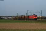 152 002 mit 7 Schttgutwagen am Haken Richtung Sden bei Graben-Neudorf. Aufgenommen am 23.10.2012.