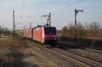 152 029 mit gemischten Gterzug am 23.03.2013 in Neuses an der Regnitz zwischen Bamberg und Nrnberg.