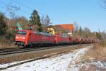 DBSR 152er DT mit einem Kalibomber kurz vor dem nrdlichen Einfahrsignal des Bahnhofs Elze.