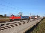 Die 152 119 mit einem KLV-Zug am 13.04.2013 unterwegs bei Hrbach.