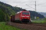 152 001 mit gemischten Gterzug am 11.05.2013 zwischen Pressig-Rothenkirchen und Neukenroth gen Kronach.