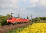 Am 15.Mai 2013 war 152 102 mit zwei 185ern und einer weiteren 152er bei Banteln (KBS 350) auf dem Weg Richtung Norden.