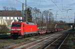 Bei Essen Dellwig DB 152 158-2 mit flach wagen 18/01/2014 