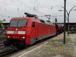 DB Schenker Rail 152 131-9 am 11.10.14 in Heidelberg Hbf mit Schotterwagen