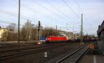 152 093-1 DB kommt aus Richtung Köln,Aachen-Hbf,Aachen-Schanz mit einem langen Containerzug aus Verona(I) nach Antwerpen-Noord(B) und fährt in Aachen-West ein.