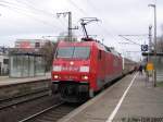 152 075-8  mit Schienenprüfzug 1 719 101-8  am 4.2.2007 auf der Fahrt Richtung Süden iN Elmshorn.