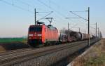152 166 führte am 17.02.16 einen gemischten Güterzug durch Braschwitz Richtung Halle(S).