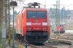 152 091-5 steht am 29.3.2007 abgebgelt im stlichen Bahnhofsbereich von Heilbronn. 