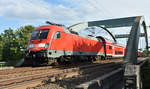 Der tägliche RE1 mit der schicken BR 182 012 kommend aus Schwerin. Höhe Büchen Eisenbahnbrücke, 22.09.2017