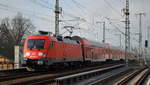DB Regio Nordost mit  182 025-7  [NVR-Nummer: 91 80 6182 025-7 D-DB] und dem RE1 nach Frankfurt/Oder am 26.01.21 Berlin Karlshorst.
