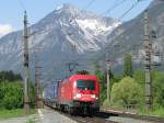 182 019 mit einem KLV Zug am 9.5.2008 bei Brixlegg.