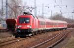 182 008 erreicht am 27.02.10 den Bahnhof Eilenburg.