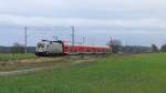 182 004-3 hatte am 07.01.2012 die Aufgabe den RE2 von Cottbus nach Wittenberge zu befrdern.