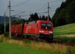 182 001 mit einem Gterzug am 02.07.2008 bei Ingling.