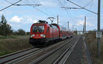 182 019 durcheilte mit einer RB von Annaburg nach Halle(S) am 06.04.16 ohne Halt den Haltepunkt Brehna.