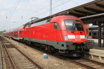 Mit der Lizenz fr 230 km/h stand 182 007-5 mit RE 4310 von Rostock Hbf nach Hamburg Hbf im Rostocker Hbf bereit.20.05.2016