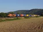 Die ES 64 U2-072 mit einem KLV-Zug am 08.09.2018 unterwegs bei Himmelstadt.