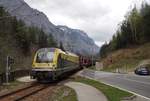 1216 932 der CargoServ mit schwerem Sandzug bei Hinterholz (Strecke Eisenerz-Hieflau; Steiermark). 
23.04.2019

EXIF-Daten: SONY SLT-A58, Aufnahmezeit: 2019:04:23 11:17:03, Belichtungsdauer: 1/800, Blende: 63/10, ISO: 800, Brennweite: 180/10, Flash: no