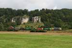 Ein BoxXpress Taurus mit einem Containerzug am 12.08.2009 bei Dollnstein im Altmhltal.