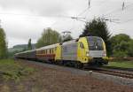 Am 06.05.2012 war 182 596 mit einem Fuballsonderzug von Ingolstadt nach Braunschweig unterwegs und kam auf ihrer Fahrt am frhen Vormittag auch durch Eschwege West.