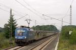 182 911-8 ist am 12.07.2013 mit einem leeren BLG-Autozug nach Falkenberg/Elster nur wenige Kilometer vor dem Zielbahnhof unterwegs