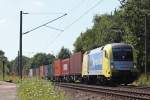 MRCE Dispolok/boxXpress.de  ES 64 U2-015  am 2.8.13 mit einem Containerzug in Hamburg-Moorburg.