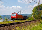   Die 185 034-6 (91 80 6185 034-6 D-DB) der DB Cargo fährt am 07.07.2018 mit einem Güterzug durch Neuwied-Feldkirchen in Richtung Süden.