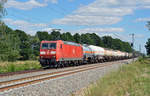 185 151 führte am 30.06.18 einen gemischten Güterzug durch Jütrichau Richtung Magdeburg.