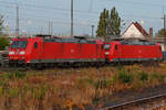 Die Lokomotiven 185 196-3 & 185 187-2 pausieren am Bahnhof Nordhausen. (September 2018)
