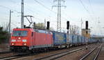  DB Cargo Deutschland AG mit  185 347-2  [NVR-Nummer: 91 80 6185 347-2 D-DB] und KLV-Zug (LKW-Walter Trailer) am 06.03.19 Bf. Flughafen Berlin-Schönefeld