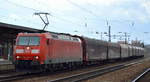 DB Cargo Deutschland AG mit  185 185-6  [NVR-Number: 91 80 6185 185-6 D-DB] und einem Coilzug (leer) am 05.03.19 Bf. Flughafen Berlin-Schönefeld.