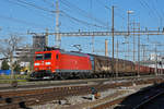 DB Lok 185 094-0 durchfährt den Bahnhof Pratteln. Die Aufnahme stammt vom 13.03.2020.
