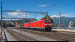 DB 185 123 und eine Schwesterlok mit einem WLV-Zug Mannheim - Chiasso am 20. Juni 2020 in Lugano.