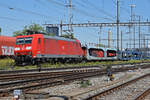 DB Lok 185 126-0 durchfährt den Bahnhof Pratteln. Die Aufnahme stammt vom 25.06.2020