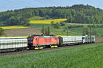 Die Railadventure/RADAVE Re 620 003, ehemals SBB Re 6/6 11603 (1972/Prototyp) mit einer sehr seltenen Sonderleistung unterwegs zwischen Bern und dem Badischen Bahnhof Basel.
Am 4. Mai 2022 wurde die defekte DB BR 185 118-7 auf Hilfsdrehgestellen ab Bern Weyermannshaus bis nach Mannheim überführt.
Impressionen dieser spektakulären Fahrt von Riedtwil und Herzogenbuchsee.
Am Schluss dieses Zuges mitgeschleppt wurden der Swiss Rail Traffic Tm 232 223-8.
Foto: Walter Ruetsch    