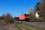 185 049 DB Cargo mit einem gemischten Güterzug bei Postbauer-Heng Richtung Regensburg, 02.03.2021