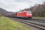 185 060-1 mit einem Kohlezug bei Elm am 22.11.2023.