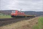 185 162-5 mit einem Schienenzug am 21.02.2024 bei Reilos.